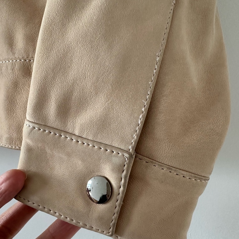 Parker Genuine Lamb Leather Jacket in Tan - Picture 4 of 8
